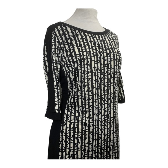 Emma & Michele Shift Dress Black & White Patterned 3/4 Sleeve US Med UK 12-14 - Picture 3 of 13